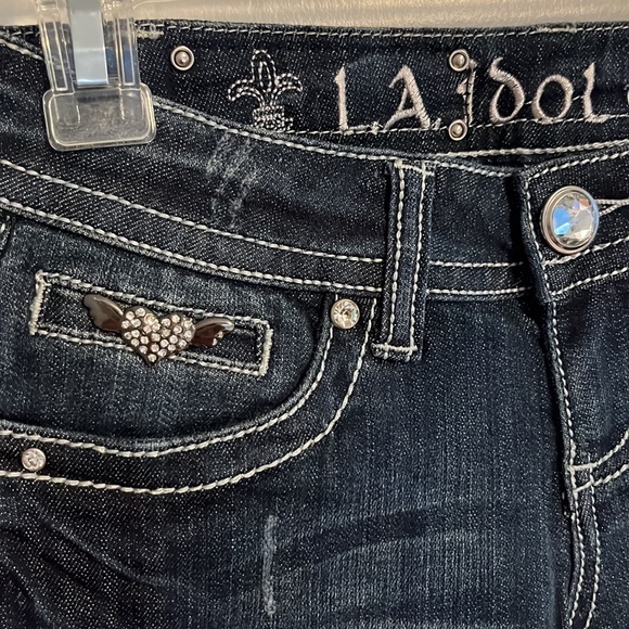 L.A. idol USA Crop Fleur De Lis Embellished Jean - Picture 7 of 8